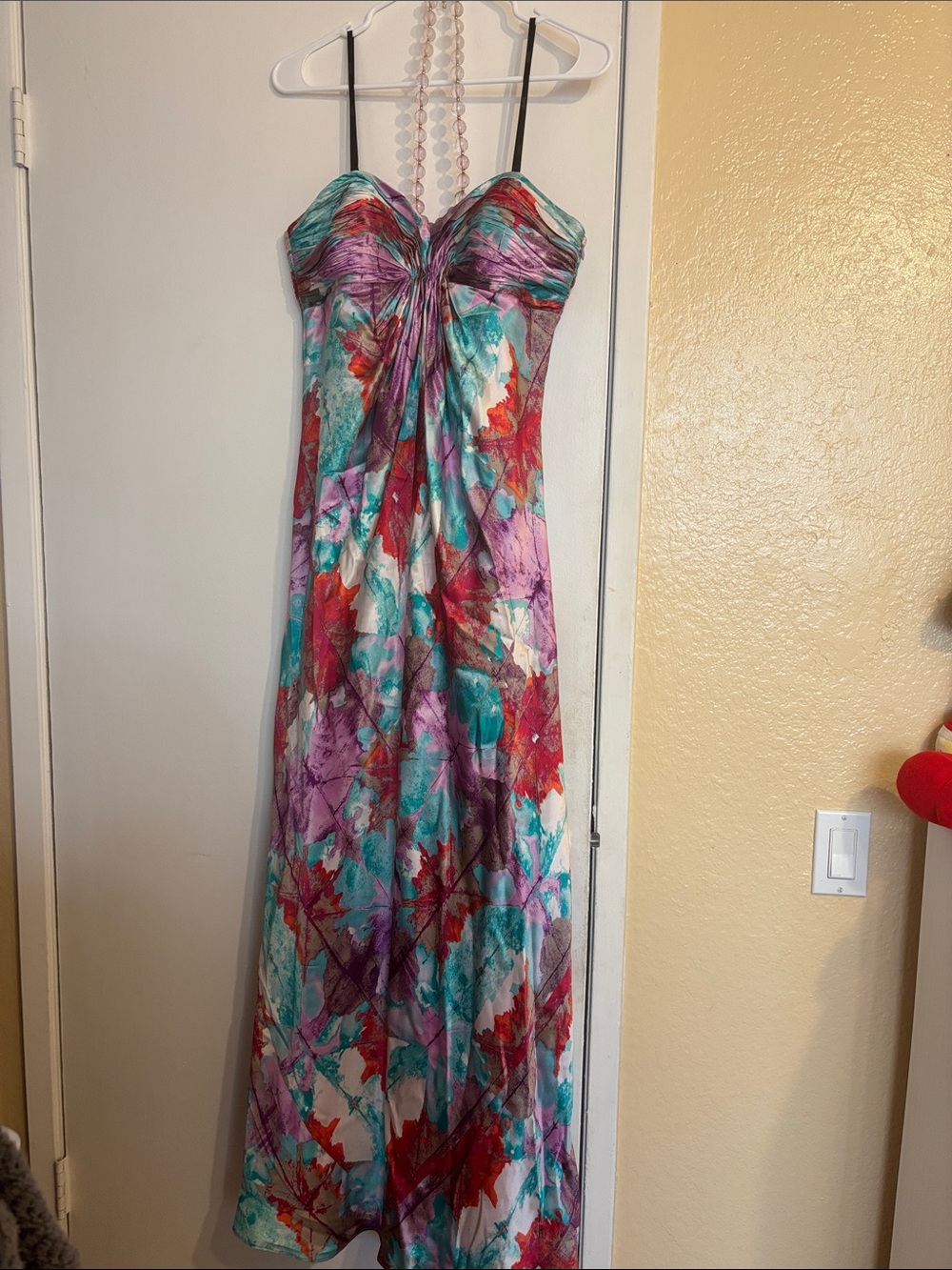 Laundry By Shelli Segal Teal, Purple & Red Floral Twist-Front Maxi Dress